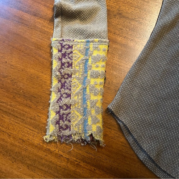 Free People Art School Button Cuff Thermal Green Long Sleeve V-Neck size Small - Picture 3 of 7